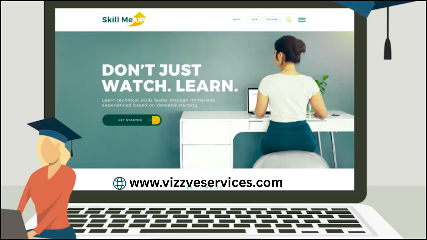 Students interacting with an educational website on a laptop with responsive design